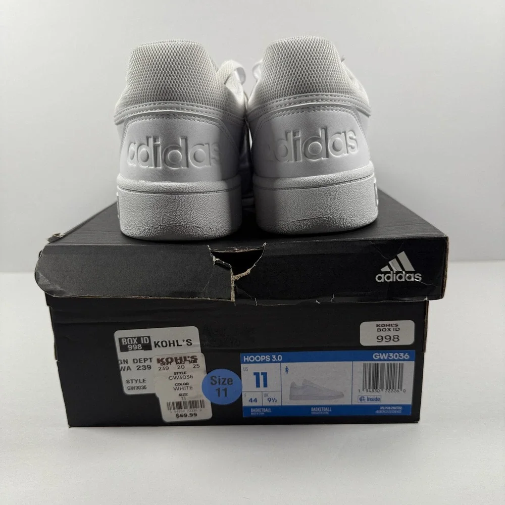 Adidas Womens Hoops 3.0 Shoes Womens 11 White Basketball GW3036
